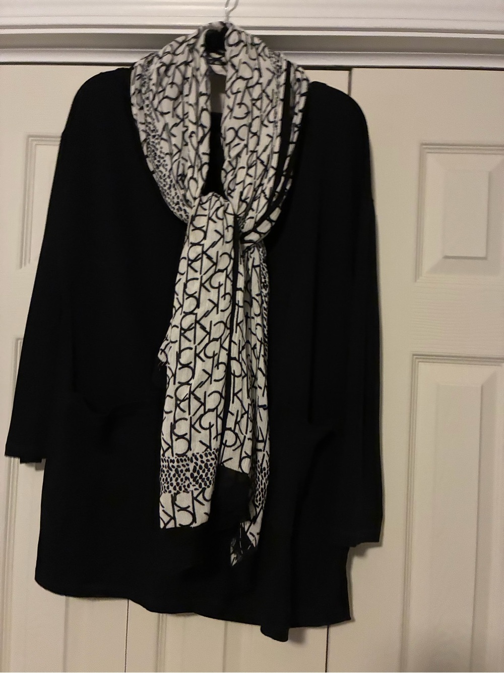 Eileen Fisher Black Long-Sleeve Pocket Tunic with CK Scarf!